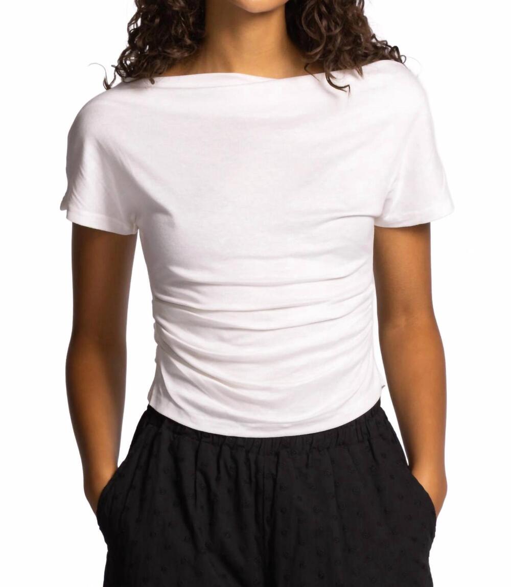NEW PINK MARTINI cindy boat neck top in white